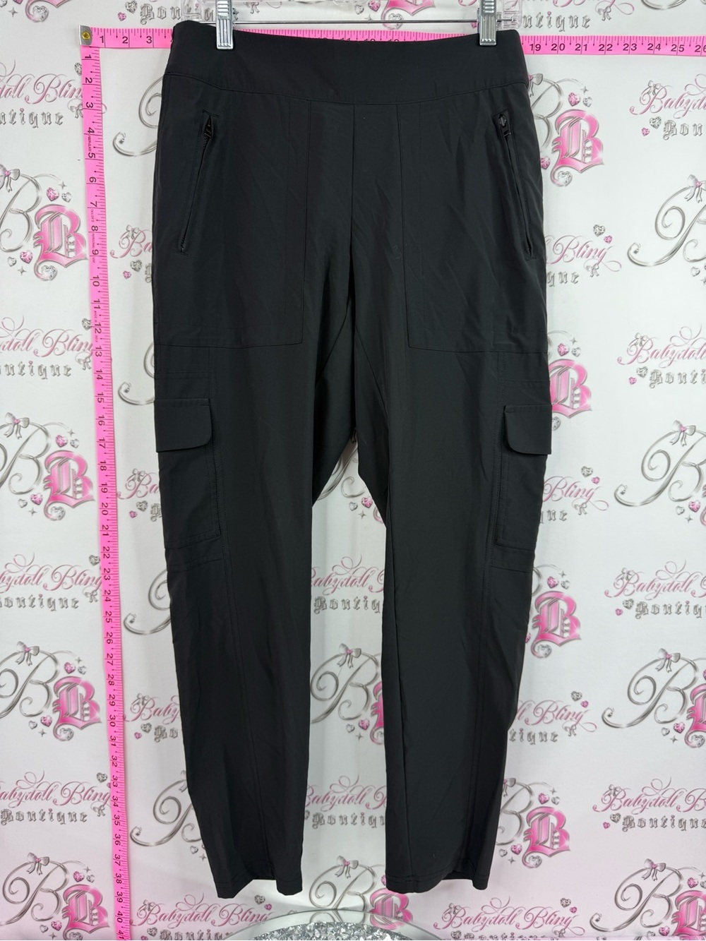 Athleta joggers bottoms pockets Black Cargo Pants with Zip Pockets